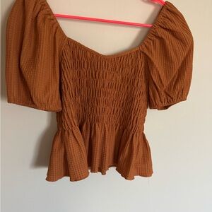 Women's Burnt Orange Smocked Top